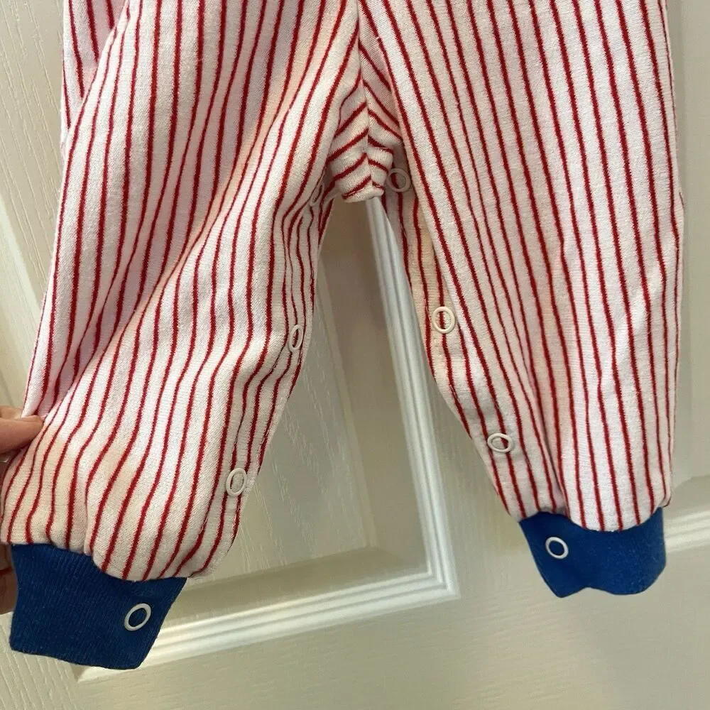 Vintage Buster Brown Baseball Jumpsuit Romper Applique USA Boys Size 12 Months